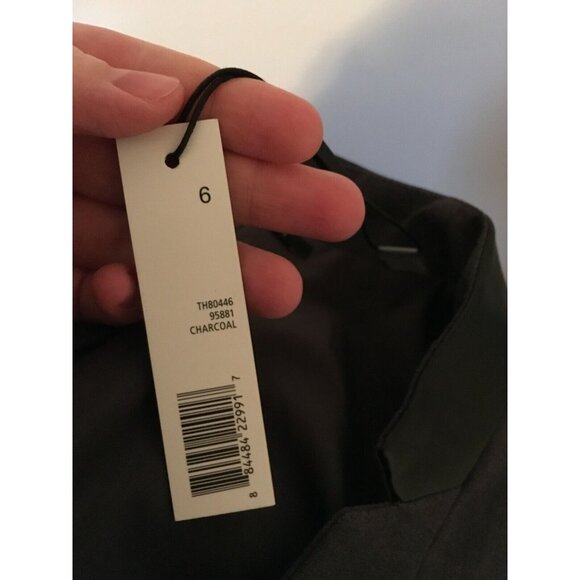 T Tahari "Charcoal" Gray Blazer with Black Faux Leather Trim, Size 6, NWT! - Picture 6 of 6